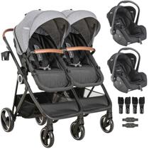 Carrinho Kiddo para Gemeos com 2 Bebe Conforto Cosmos Grafite Carrinho Kiddo para Gemeos com 2 Bebe Conforto Cosmos Grafite