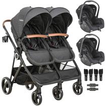 Carrinho Kiddo para Gemeos com 2 Bebe Conforto Cosmos Preto Carrinho Kiddo para Gemeos com 2 Bebe Conforto Cosmos Preto