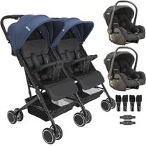 Carrinho Kiddo para Gemeos com 2 Bebe Conforto Mascote Marinho Carrinho Kiddo para Gemeos com 2 Bebe Conforto Mascote Marinho