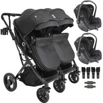 Carrinho Kiddo para Gemeos com 2 Bebe Conforto Vox II Preto