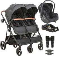 Carrinho Kiddo para Gemeos com Bebe Conforto Base Cosmos Preto Carrinho Kiddo para Gemeos com Bebe Conforto Base Cosmos Preto