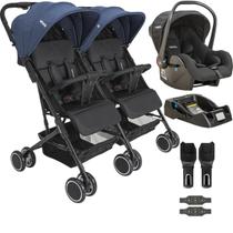 Carrinho Kiddo para Gemeos com Bebe Conforto Base Mascote Marinho