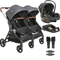 Carrinho Kiddo para Gemeos com Bebe Conforto Base Speedy Grafite Carrinho Kiddo para Gemeos com Bebe Conforto Base Speedy Grafite