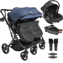 Carrinho Kiddo para Gemeos com Bebe Conforto Base Vox II Marinho Carrinho Kiddo para Gemeos com Bebe Conforto Base Vox II Marinho