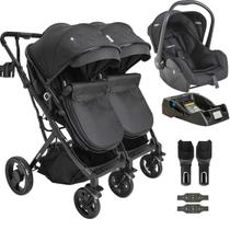 Carrinho Kiddo para Gemeos com Bebe Conforto Base Vox II Preto