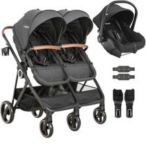 Carrinho Kiddo para Gemeos com Bebe Conforto Colinho Cosmos Preto Carrinho Kiddo para Gemeos com Bebe Conforto Colinho Cosmos Preto