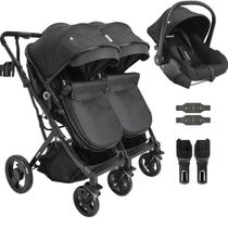 Carrinho Kiddo para Gemeos com Bebe Conforto Colinho Vox II Preto Carrinho Kiddo para Gemeos com Bebe Conforto Colinho Vox II Preto