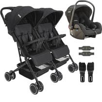 Carrinho Kiddo para Gemeos com Bebe Conforto Mascote Preto