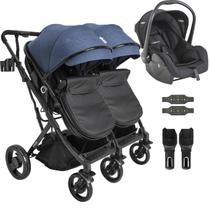 Carrinho Kiddo para Gemeos com Bebe Conforto Vox II Marinho Carrinho Kiddo para Gemeos com Bebe Conforto Vox II Marinho