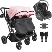 Carrinho Kiddo para Gemeos com Bebe Conforto Vox II Rosa Carrinho Kiddo para Gemeos com Bebe Conforto Vox II Rosa