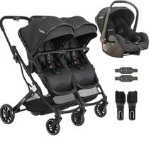 Carrinho Kiddo para Gemeos com Bebe Conforto Zig Zag Preto Carrinho Kiddo para Gemeos com Bebe Conforto Zig Zag Preto