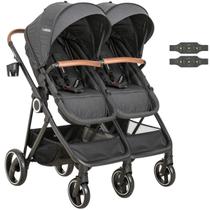 Carrinho Kiddo para Gemeos Duplo Cosmos Melange Preto Carrinho Kiddo para Gemeos Duplo Cosmos Melange Preto