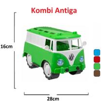 Carrinho Kombi Brinquedo Carro Perua Grande Infantil 38cm Azul Verde Vermelha ou Marrom - Kendy