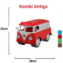 Carrinho Kombi Brinquedo Carro Perua Grande Infantil 38cm Azul Verde Vermelha ou Marrom - Kendy