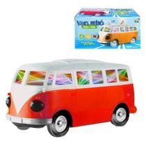 Carrinho Kombi Perua com Sons e Luz 3D Bate Volta Gira 360º