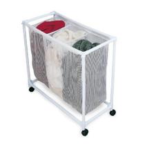 Carrinho lavanderia triplo cesto roupas com rodinhas
