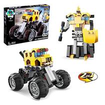Carrinho Lego Blocos de Montar Transformers Monster Amarelo Brinquedo Infantil Educativo Criança
