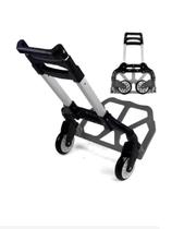 Carrinho Mão Dobrável Transporte Carga 75kg Alumínio Cor Preto Carrinho Mão Dobrável Transporte Carga 75kg Alumínio Cor Preto