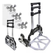 Carrinho Mão Dobrável Transporte Carga Até 75kg De Alumínio 3 rodas