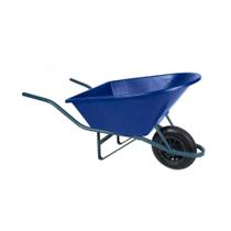 Carrinho Mão Pneu/Câmara Caçamba Plástica (Anti-UV) 90 Litros Azul - Metasul
