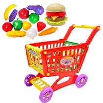 Carrinho Mercado Compras + Verduras e hambúrguer Brinquedo Carrinho Mercado Compras + Verduras e hambúrguer Brinquedo