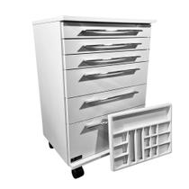 Carrinho Mesa Auxiliar Estética 5 Gavetas E 1 Bandeja Branca Carrinho Mesa Auxiliar Estética 5 Gavetas E 1 Bandeja Branca