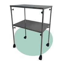 Carrinho Mesa Auxiliar Inox Rodizio 50x90x80 2 Prateleira Rodinhas Suporte Servir Rodas Aço Clínica