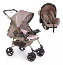 Carrinho milano ii rosa + bebe conforto grid cappuccino - galzerano