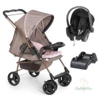 Carrinho milano reversivel cap/rosa + bebe conforto cocoon + base - galzerano