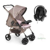 Carrinho milano reversivel cap/rosa + bebe conforto cocoon - galzerano