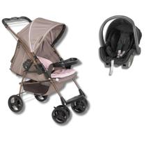 Carrinho milano reversivel cap/rosa + bebe conforto cocoon - galzerano