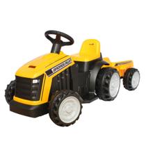 Carrinho Mini Trator Infantil Elétrico Amarelo 6v com Reboque Diversão Garantida Importway