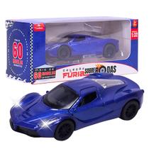 Carrinho Miniatura Azul Pull Back 1:32 C/ Som e Luz - Castela