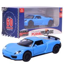 Carrinho Miniatura Azul Pull Back Metal 1:32 C/ Som e Luz - Castela Carrinho Miniatura Azul Pull Back Metal 1:32 C/ Som e Luz - Castela