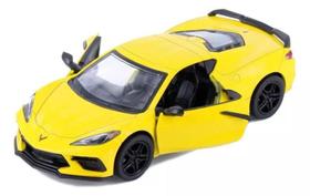 Carrinho Miniatura Chevrolet Corvette 2021 Escala 1/36 Kinsmart (Amarelo)
