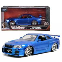 Carrinho Miniatura De Ferro 1:24 Velozes e Furiosos Nissan Skyline GTR R34 Abre Portas Capô Malas