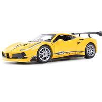 Carrinho Miniatura Ferrari 488 Challenge Racing Amarela 1/24 Carrinho Miniatura Ferrari 488 Challenge Racing Amarela 1/24