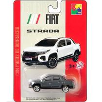Carrinho Miniatura Fiat Strada CKS 1:64 Pneus de Borracha Cinza