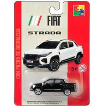 Carrinho Miniatura Fiat Strada CKS 1:64 Pneus de Borracha Preto