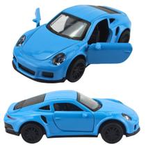 Carrinho Miniatura Metal Scale Model Azul Claro Porshe 911 Azul