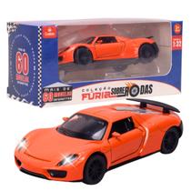 Carrinho Miniatura Pull Back Laranja 1:32 C/ Som e Luz - Castela