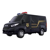 Carrinho Miniatura Van Iveco Daily Policia Com Acessórios