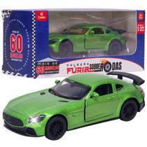 Carrinho Miniatura Verde Metal 1:32 C/ Som e Luz - Castela Brasil