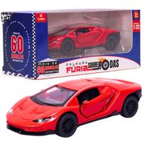 Carrinho Miniatura Vermelho Pull Back 1:32 C/ Som e Luz - Castela