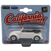 Carrinho Miniatura Volkswagen Fusca Conversivel Branco 1:64 California Carrinho Miniatura Volkswagen Fusca Conversivel Branco 1:64 California