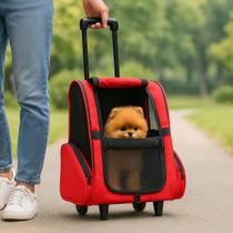 Carrinho Mochila Pet Viagem Transporte com Rodinhas até 8kg