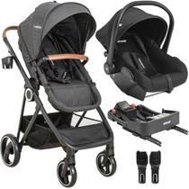 Carrinho Moises Bebe Conforto e Base Isofix Colinho Kiddo Cosmos Preto