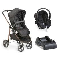 Carrinho moises olympus preto + bebe conforto + base - galzerano