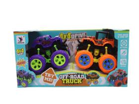 Carrinho Monster Off-Road Truck Com 2 Carrinhos Shiny Toys