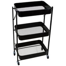 Carrinho multiuso 3 Andares Brooklyn CV245269 Cazza Preto